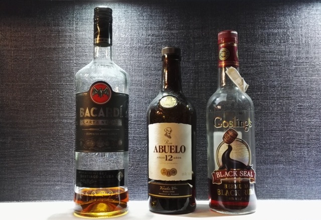 Rum Bacardi Carta Negra, Rum Abuelo 12, Rum Gosling's Black Seal